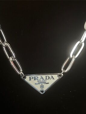 White and Silver Triangle Logo Necklace